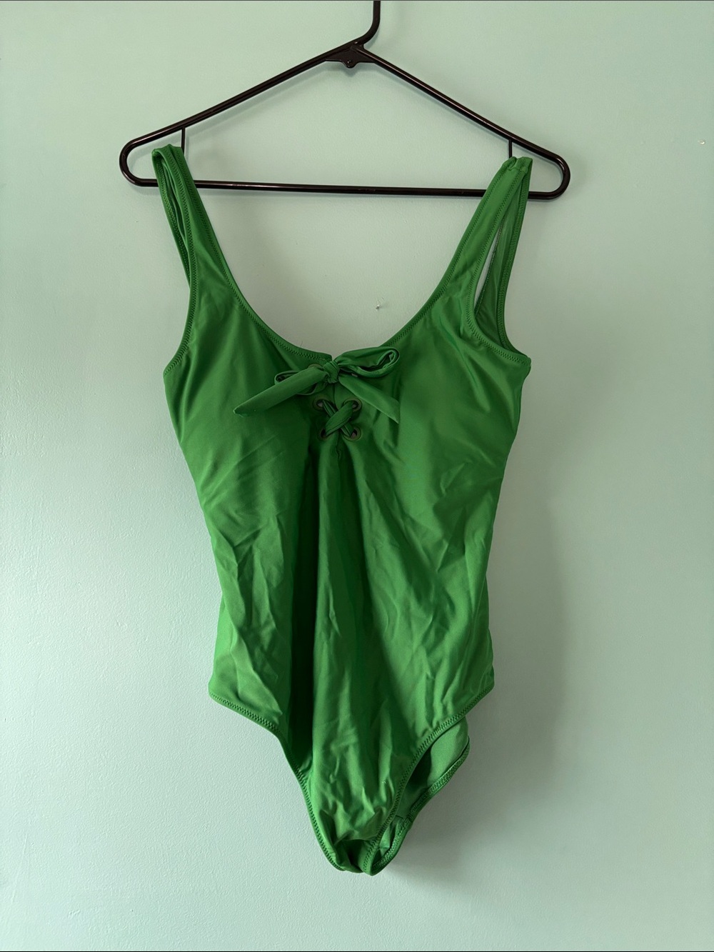 aerie Green Lace-Up One-Piece Swimsuit